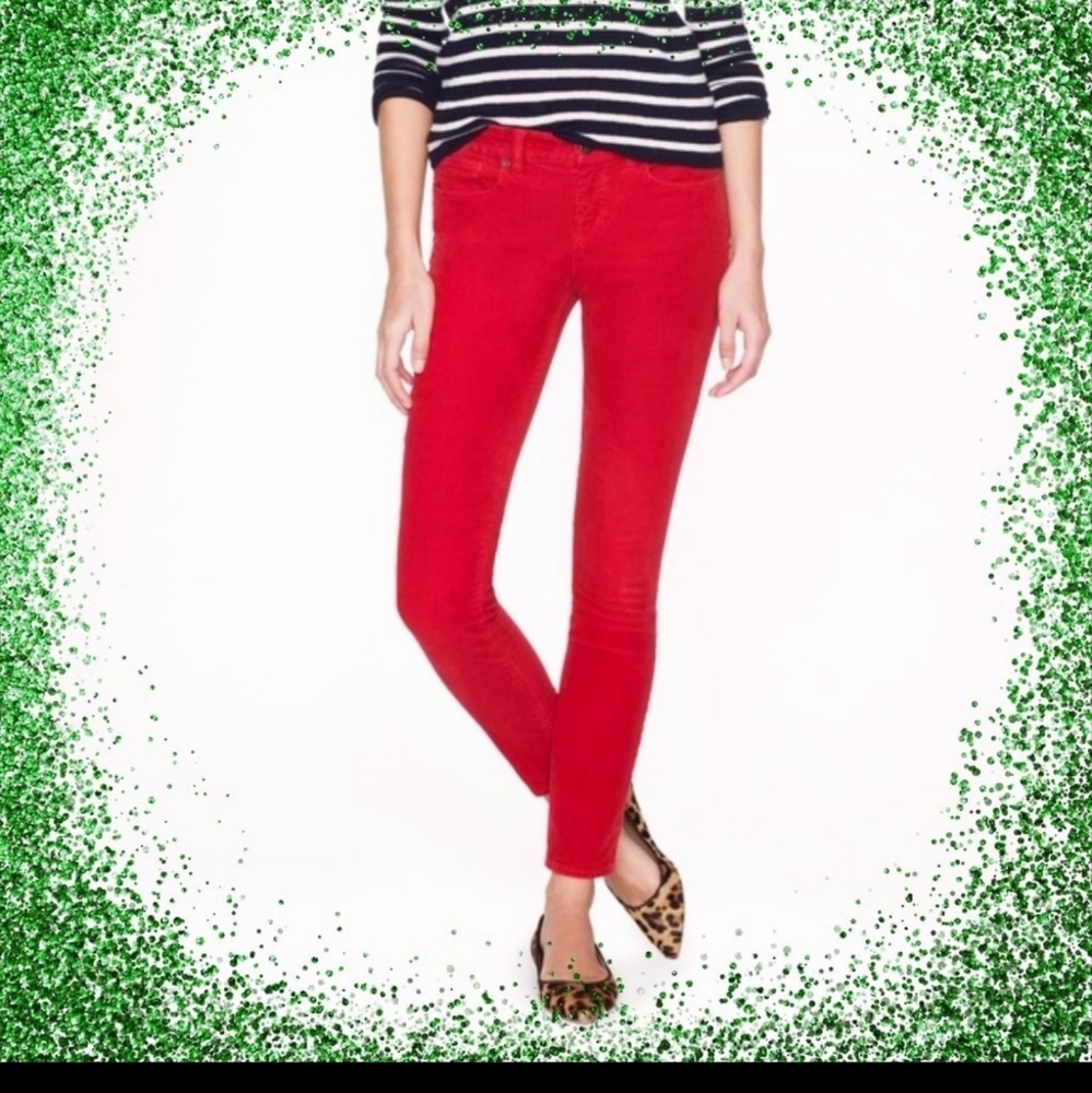 J Crew red matchstick jeans